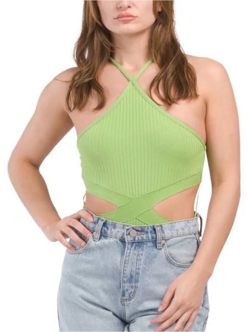 ZARA Green Cut Out Bodysuit
